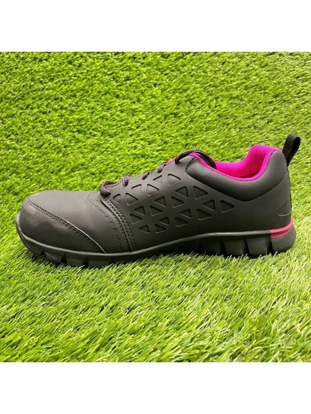 Reebok Sublite Cushion Womens Size 11W Black Pink Composite Toe Safety Work Shoe
